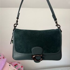 Coach Forest Green Suede Soft Tabby